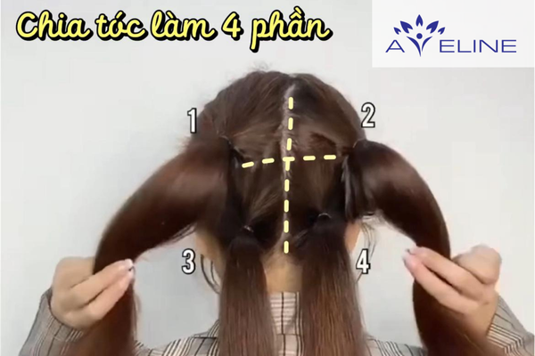 Bước 3: Chia tóc thành 4 phần