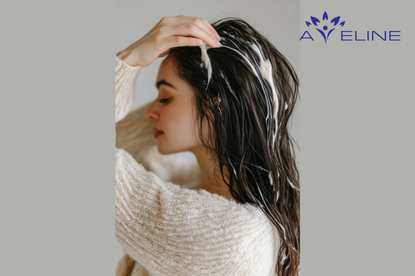Thoa dầu xả lên da đầu