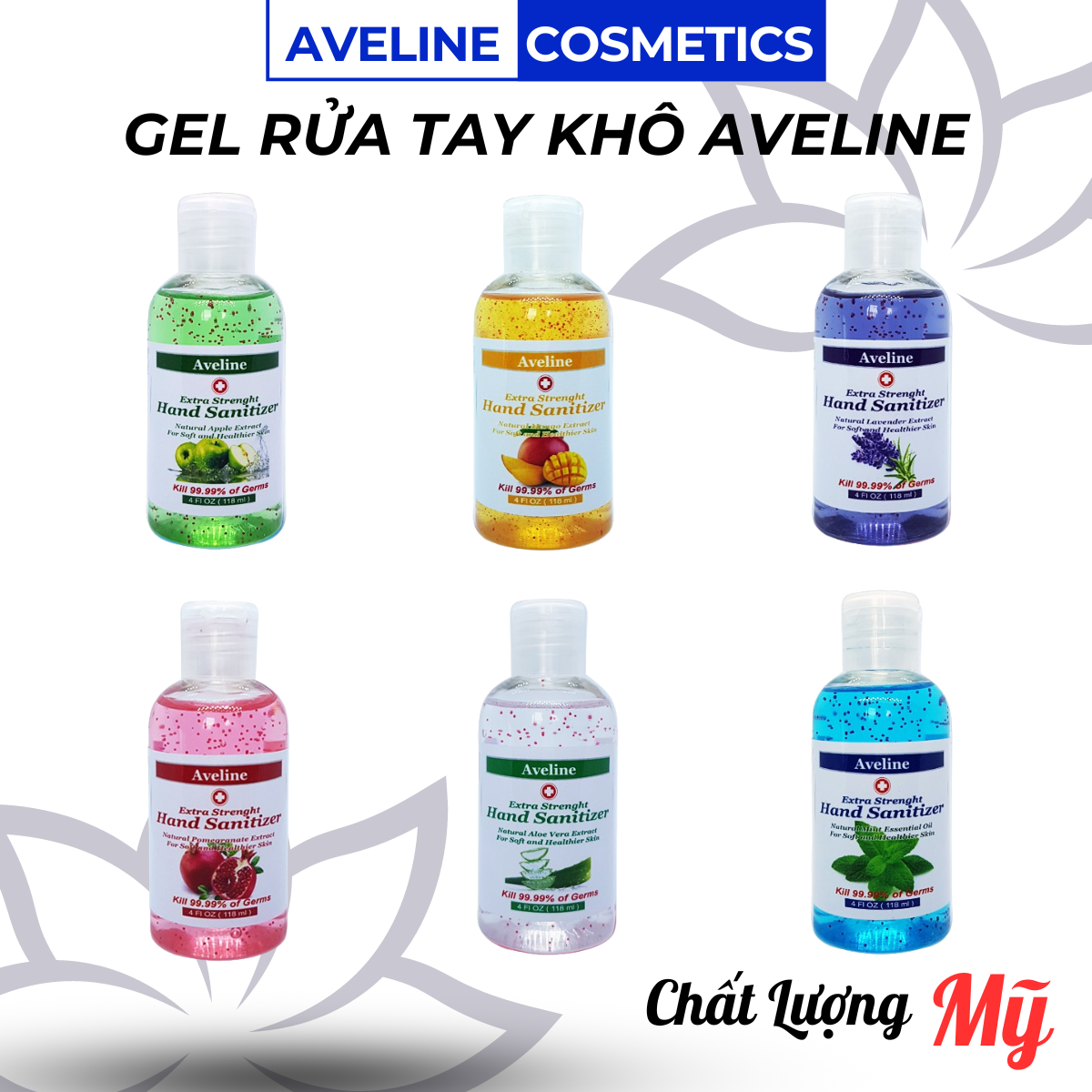 Gel rửa tay khô Aveline - Mỹ ( Tinh chất Xoài )